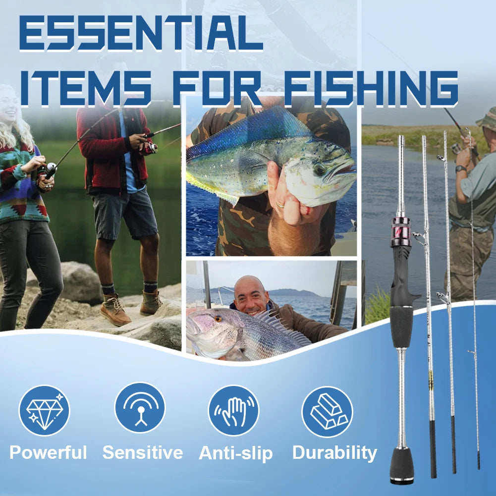1.4M Baitcasting Carbon Fishing Rods Ultralight Lure Trout Mini Pole 4 Section Portable Casting Rod Fishing Equipment