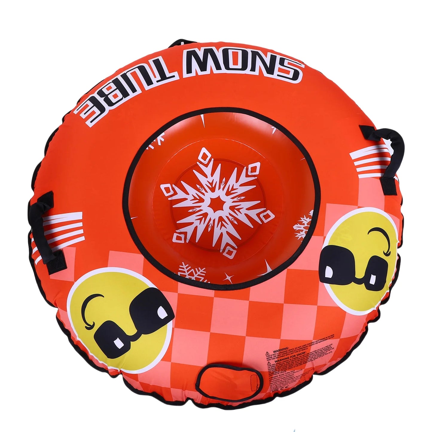 Inflatable Snow Sled 43.3 Inch Snow Tube PVC Cold Proof Ski Ring Winter Toy with 2 Handles and Towable Strap for Outdoor Sleddin