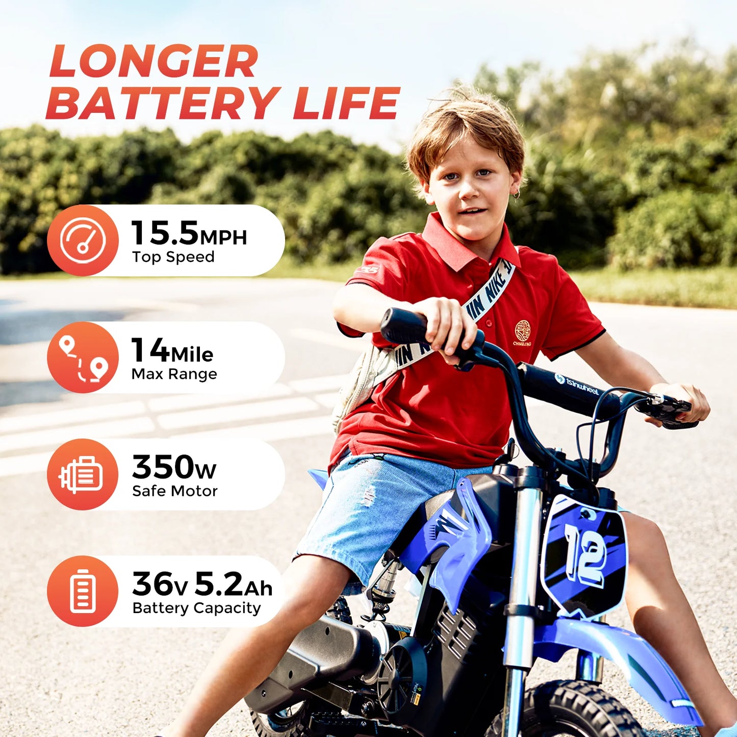 lsinwheel A12 Children's Electric Bicycle 36V 5.2Ah Battery 350W Motor 12 inch inflatable tire  City E-bike