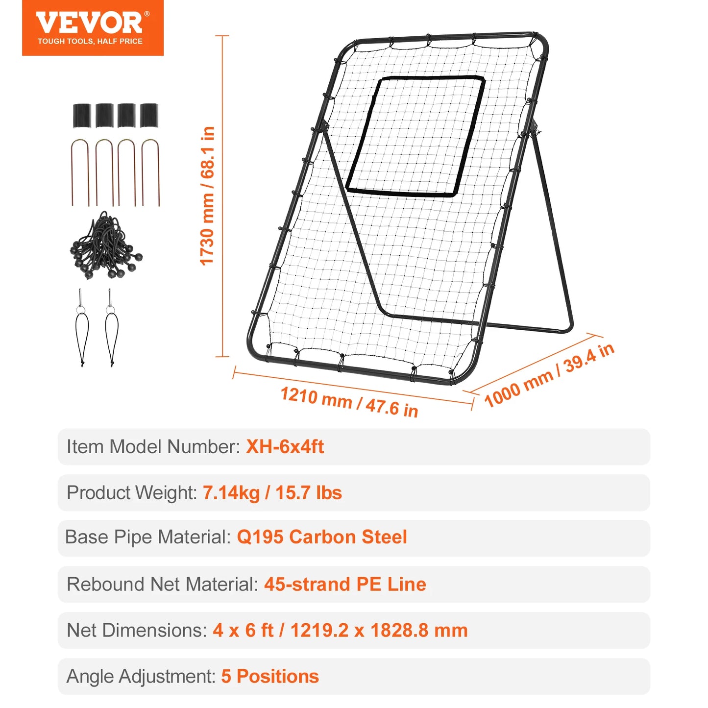 VEVOR Baseball And Softball Rebounder Net PitchBack Baseball Nest for Pitching and Fielding Training Pitch Return Trainer Net