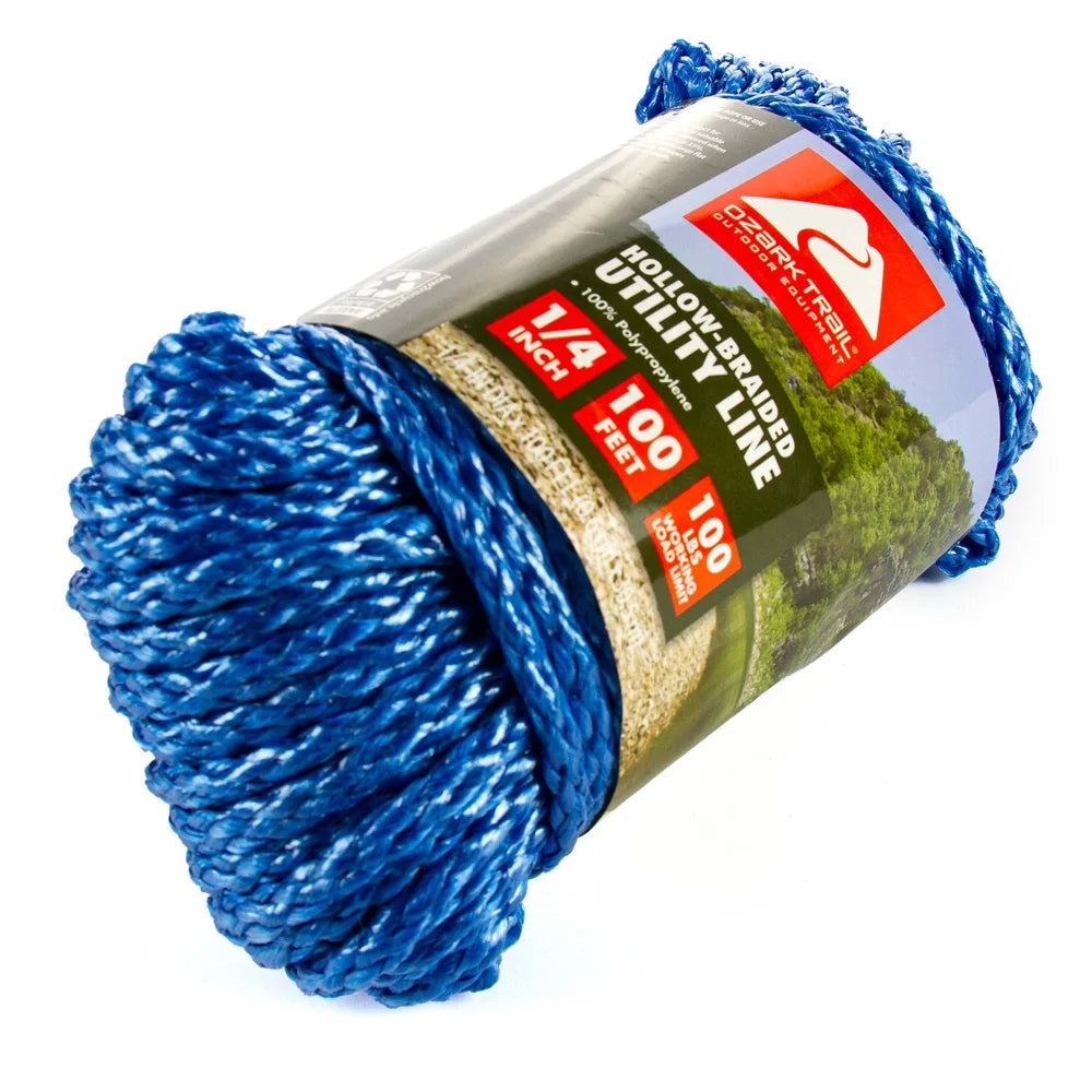2 Pack 1/4 Inch x 100 Feet Polypropylene Hollow Braided Marine Utility Rope Floating Cord Rot Resistant Boat Dock Home Use