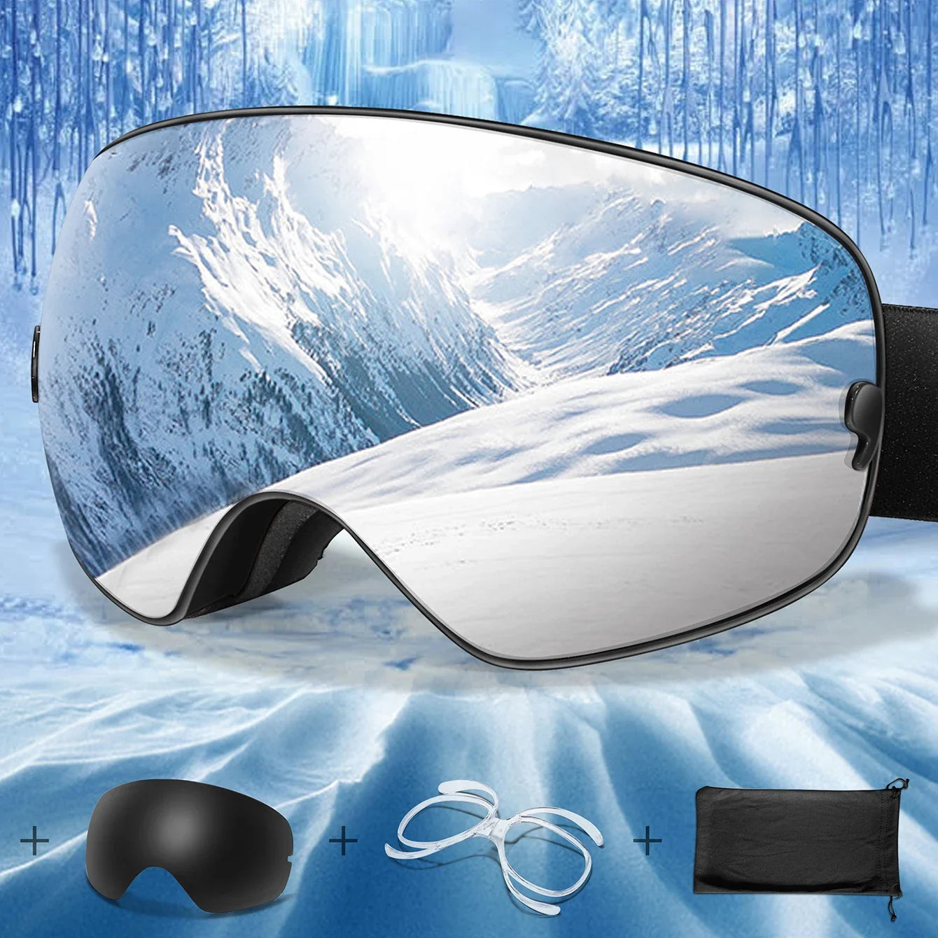 Men Women Outdoor Sports Ski goggles Anti-fog Snowboarding Snowmobile Glasses UV400 Charngeable Lens Teen Charistmas Cycling