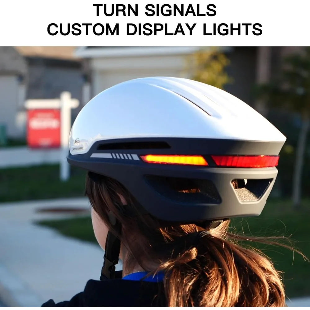 Smart bike helmet built-in speakers for adults, automatic brake lights, front and rear LED turn signals remote control