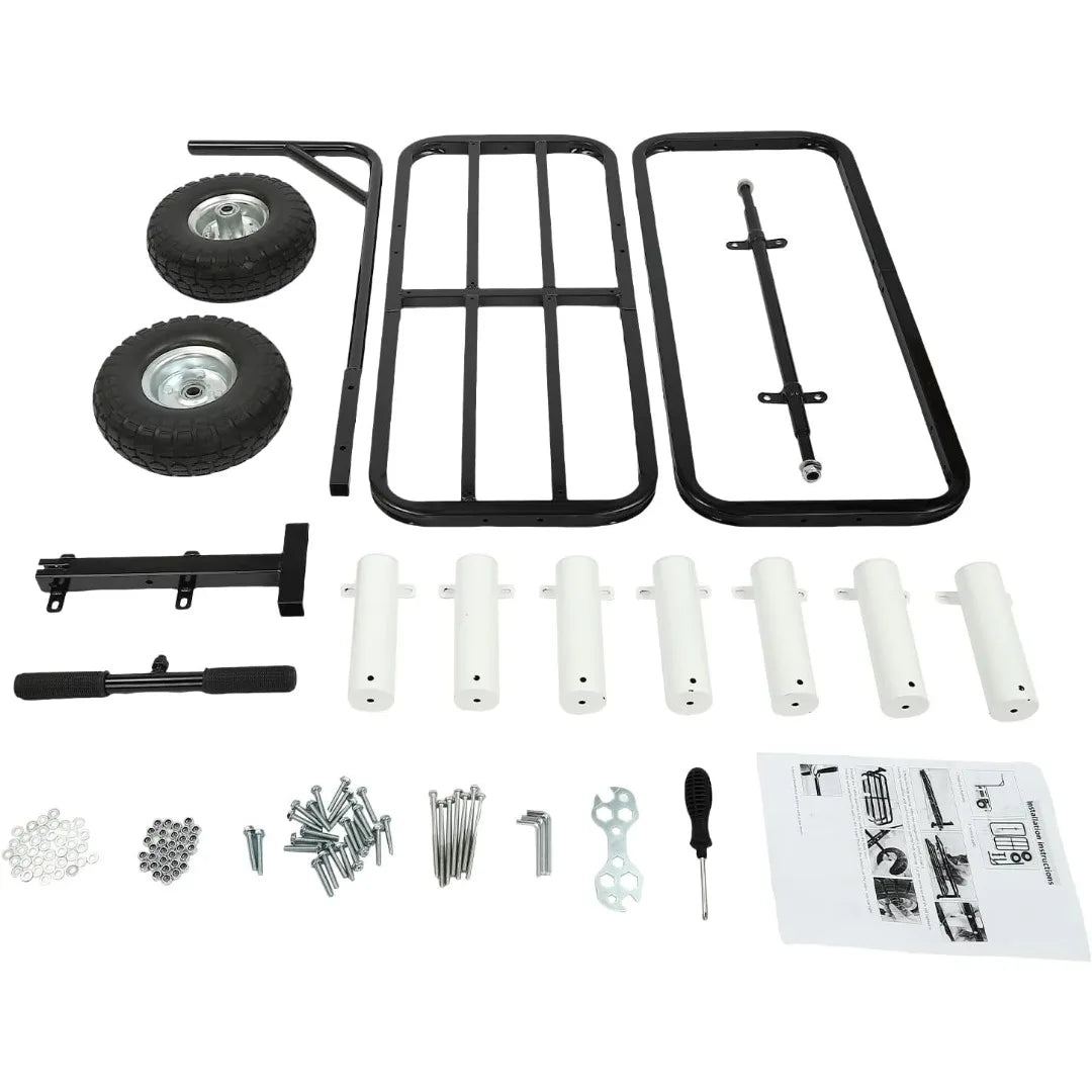 Beach Fishing Rolling Wheel Cart,Outdoor Fishing Cart with 7 Fishing Rod Holders for Fish Traveling Shopping Moving