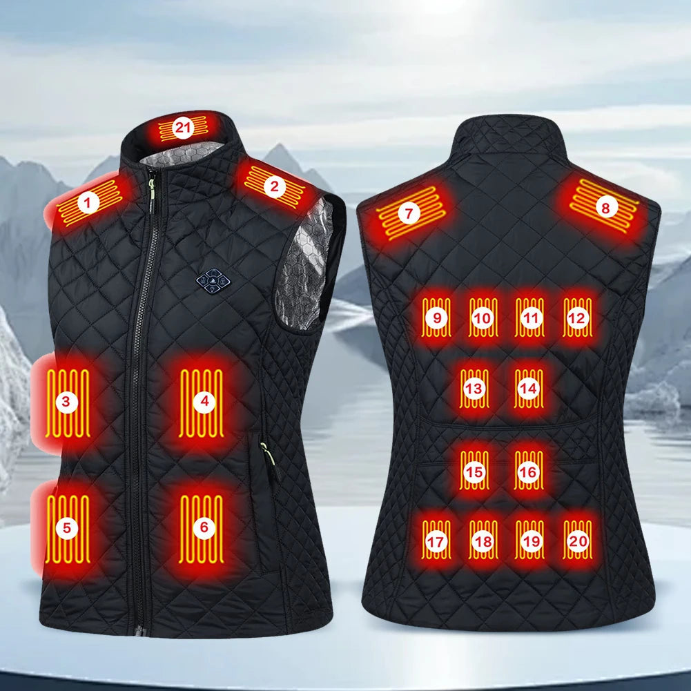 21 Heating Zones USB Heated Vest Electric Heated Jackets Sportswear Heated Coat for Women