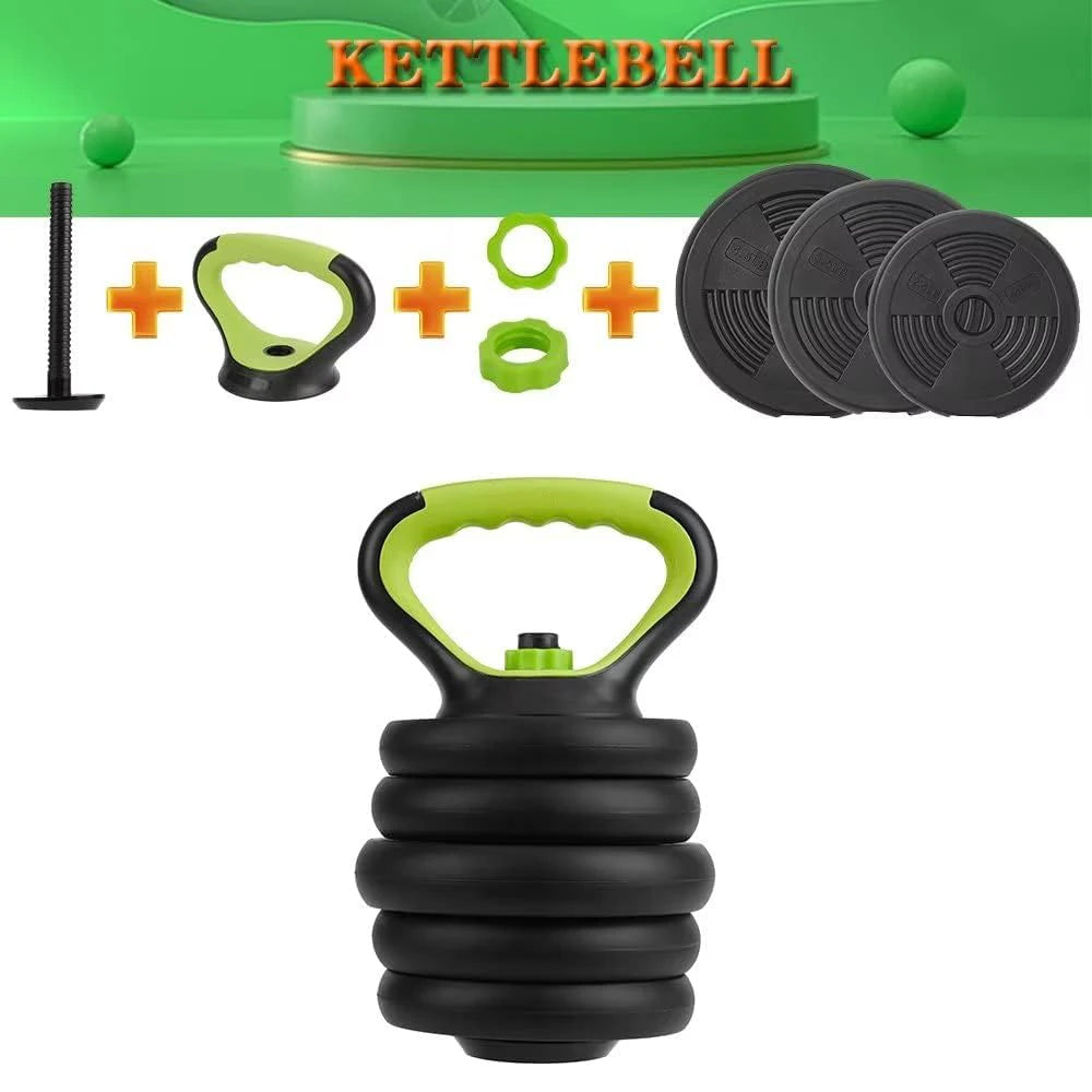 4 in 1 Adjustable Dumbbell Set, 44LBS Free Weight Set Used as Dumbbell, Barbell, Kettlebell and Push-up, Home Gym Fitness