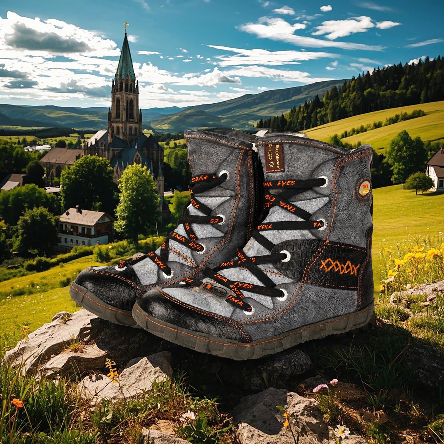 TMA EYES Camouflage PU Leather Short Duck Boots Casual