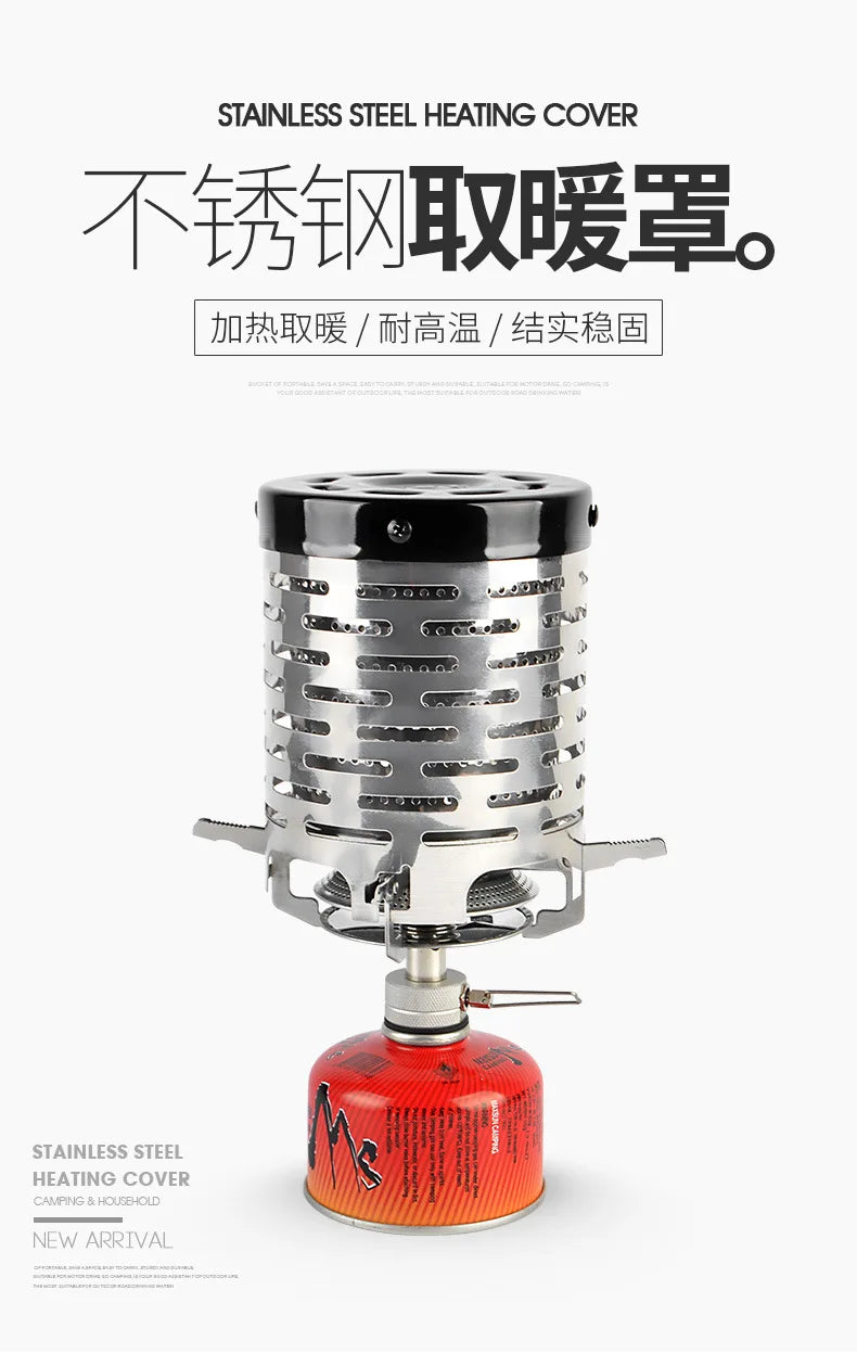 Mini Gas Heater Stove for Outdoor Camping Portable Wear-Resistant Stainless Steel Warmer Heating Cover Equipment