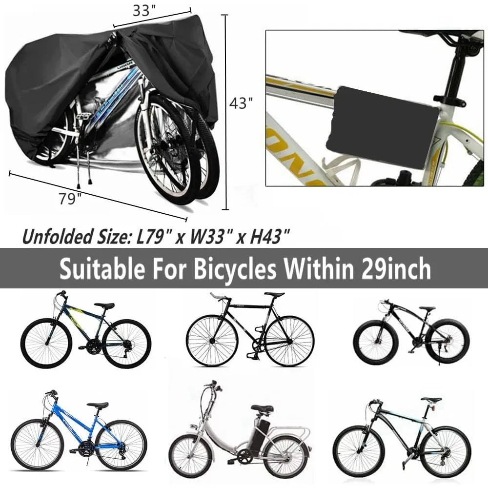 Bike Covers for 2 or 3 Bikes, 2XL Size Outdoor Waterproof & Anti-UV Bicycle Covers with Lock Hole for Mountain Road Electric Bik