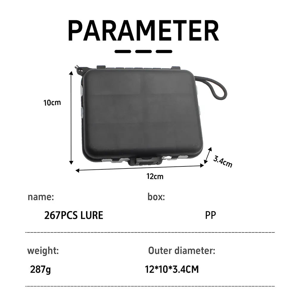 267pcs Fishing Accessories Kit Including Box Fish Hooks Bait Parts Sinkers Outdoor Fishing Accessories Set Gifts for Men