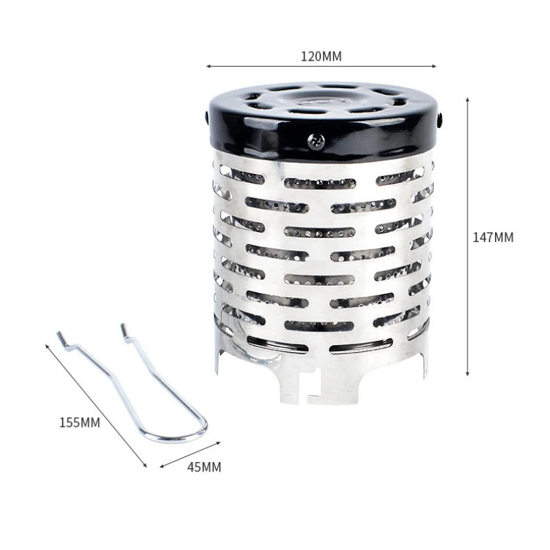 Mini Gas Heater Stove for Outdoor Camping Portable Wear-Resistant Stainless Steel Warmer Heating Cover Equipment