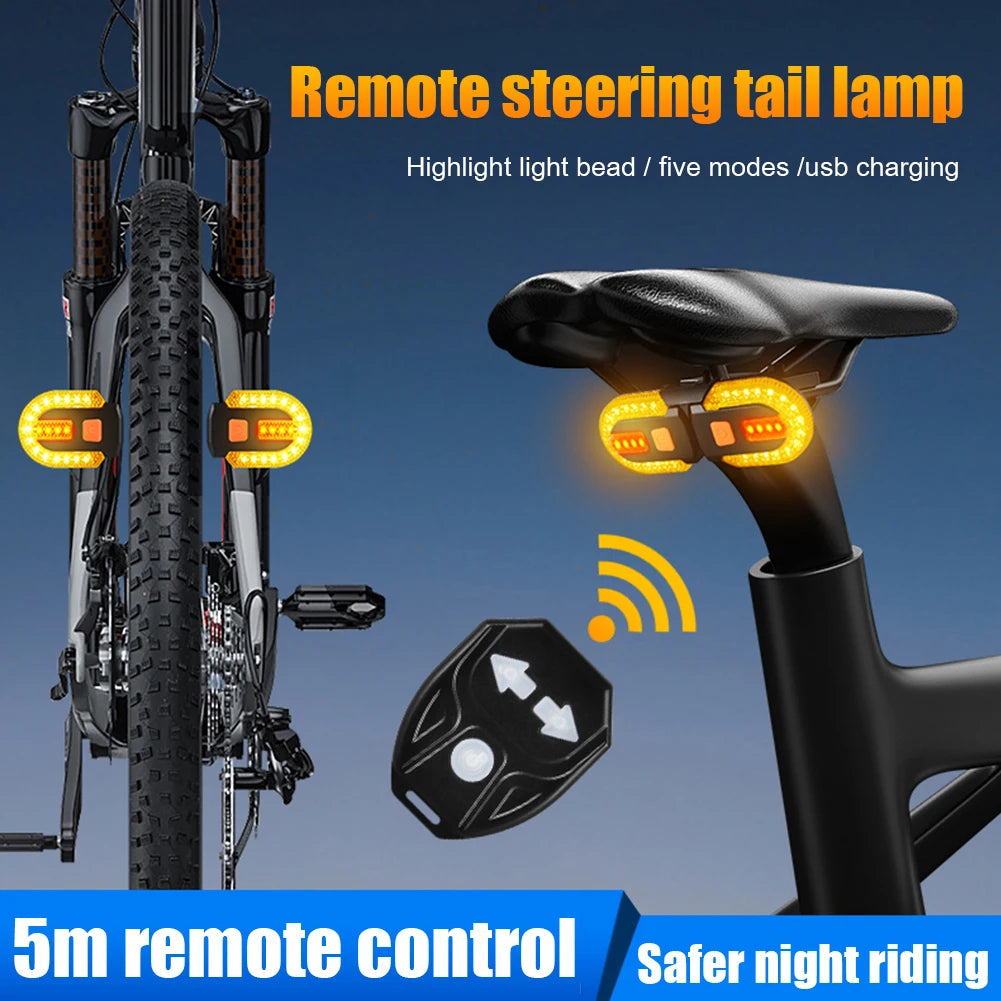 Bicycle Turn Signal Light Wireless Remote Control Bike Rear Light USB Rechargeable Warning Cycling Light Bike Accessories