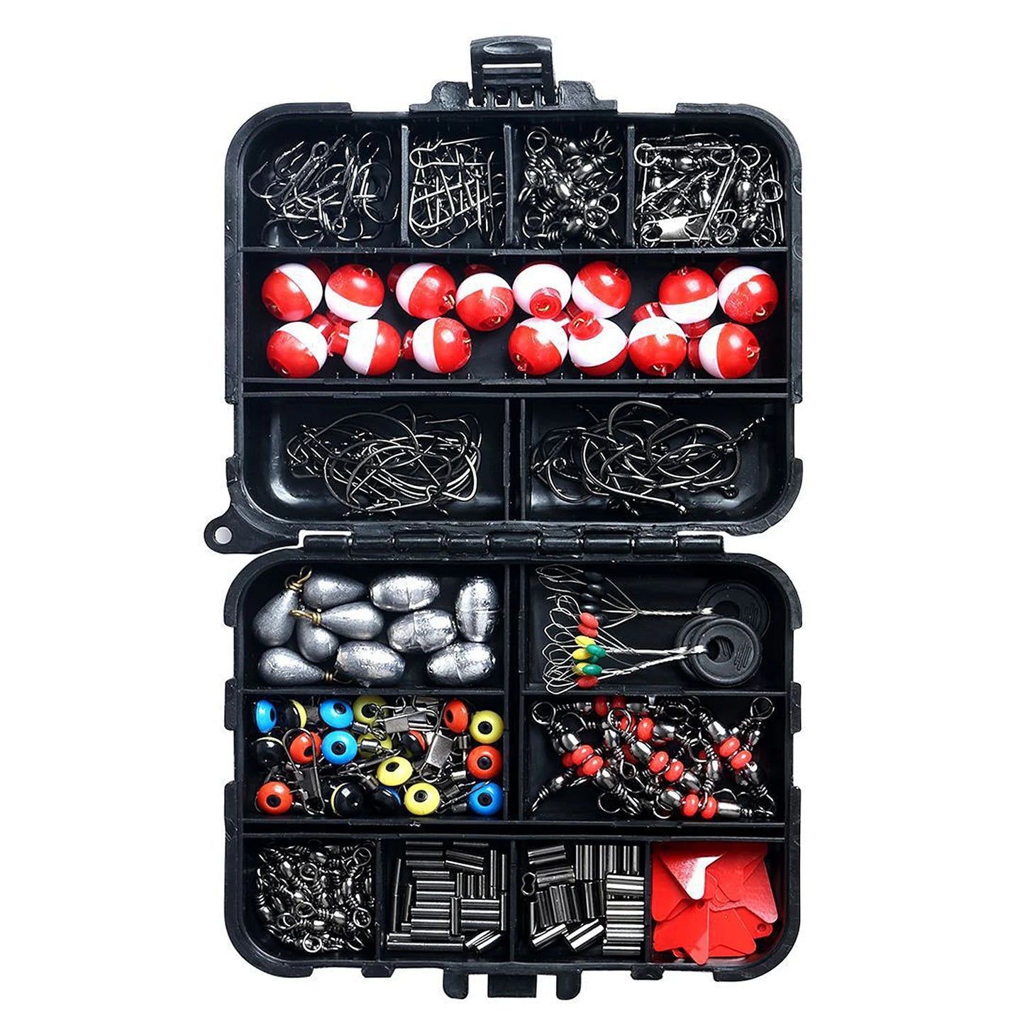Fishing Accessories Set ishing Slides with Tackle Box Including Plier Jig Hooks Sinker Weight Swivels Snaps Sinker Slides