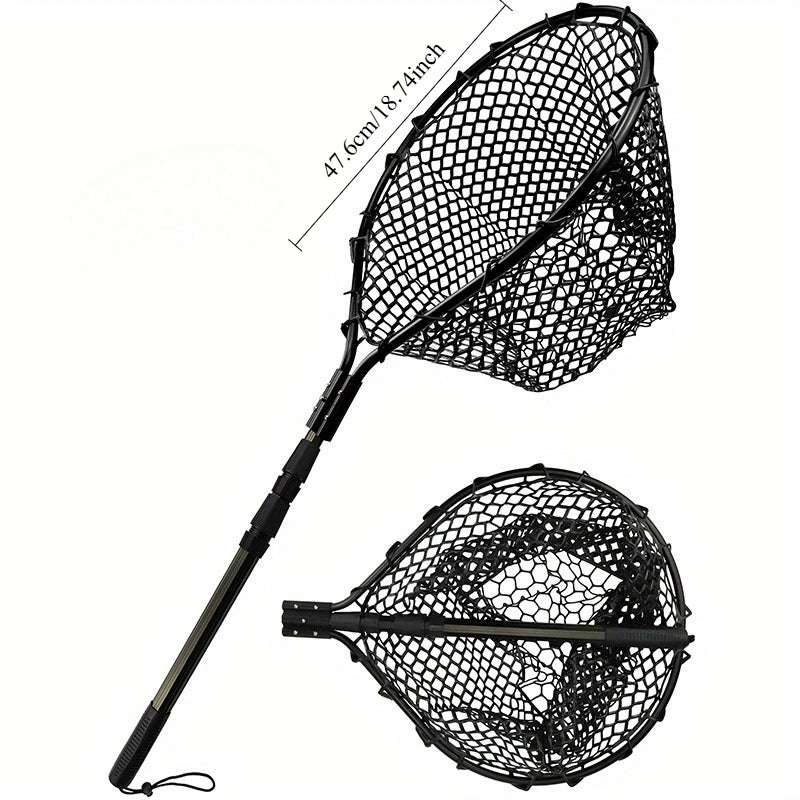 Ackibbik 1pc Fishing Net Rubber Landing Net Large for Saltwater Duty Big Kayak Folding Retractable Fishing Net Long Handle