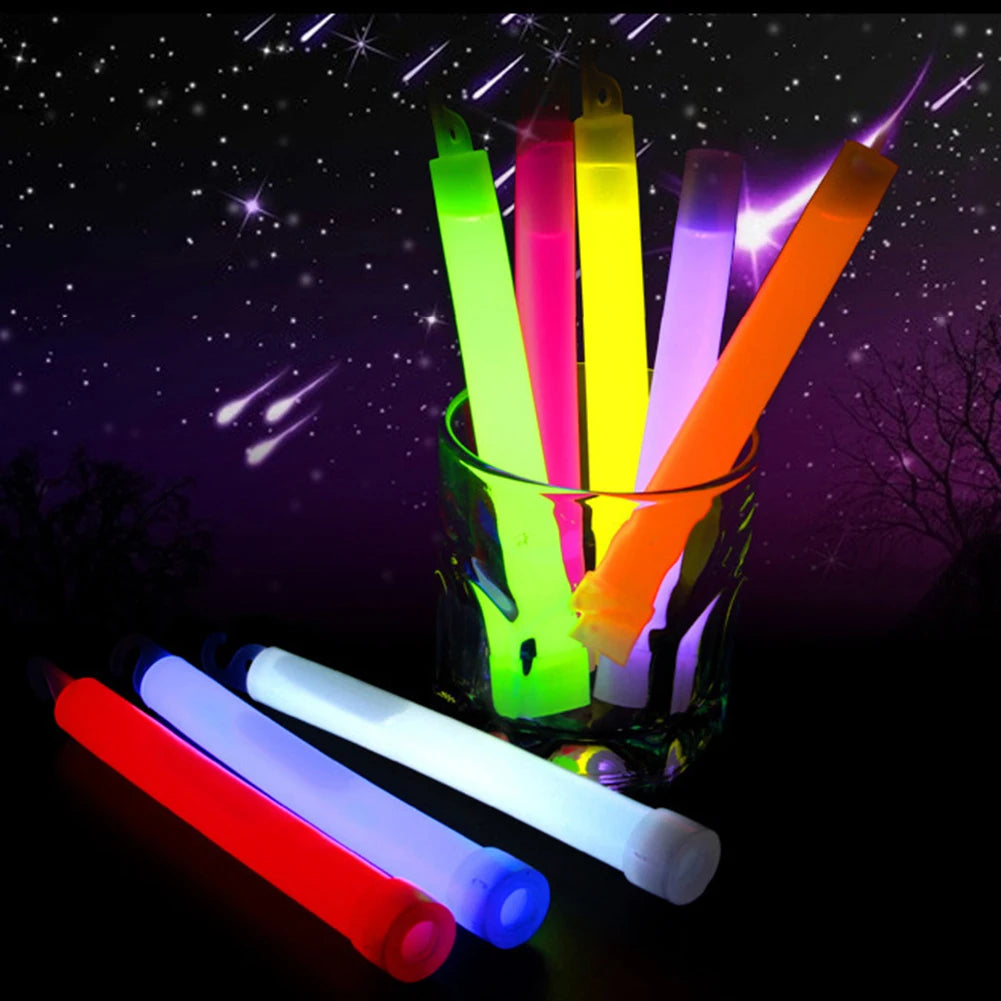 10pcs 6Inch Glow Light Sticks Outdoor Survival Tool Warning Lamp Hiking SOS Gear Tactical Equipment Concert Party Light Stick