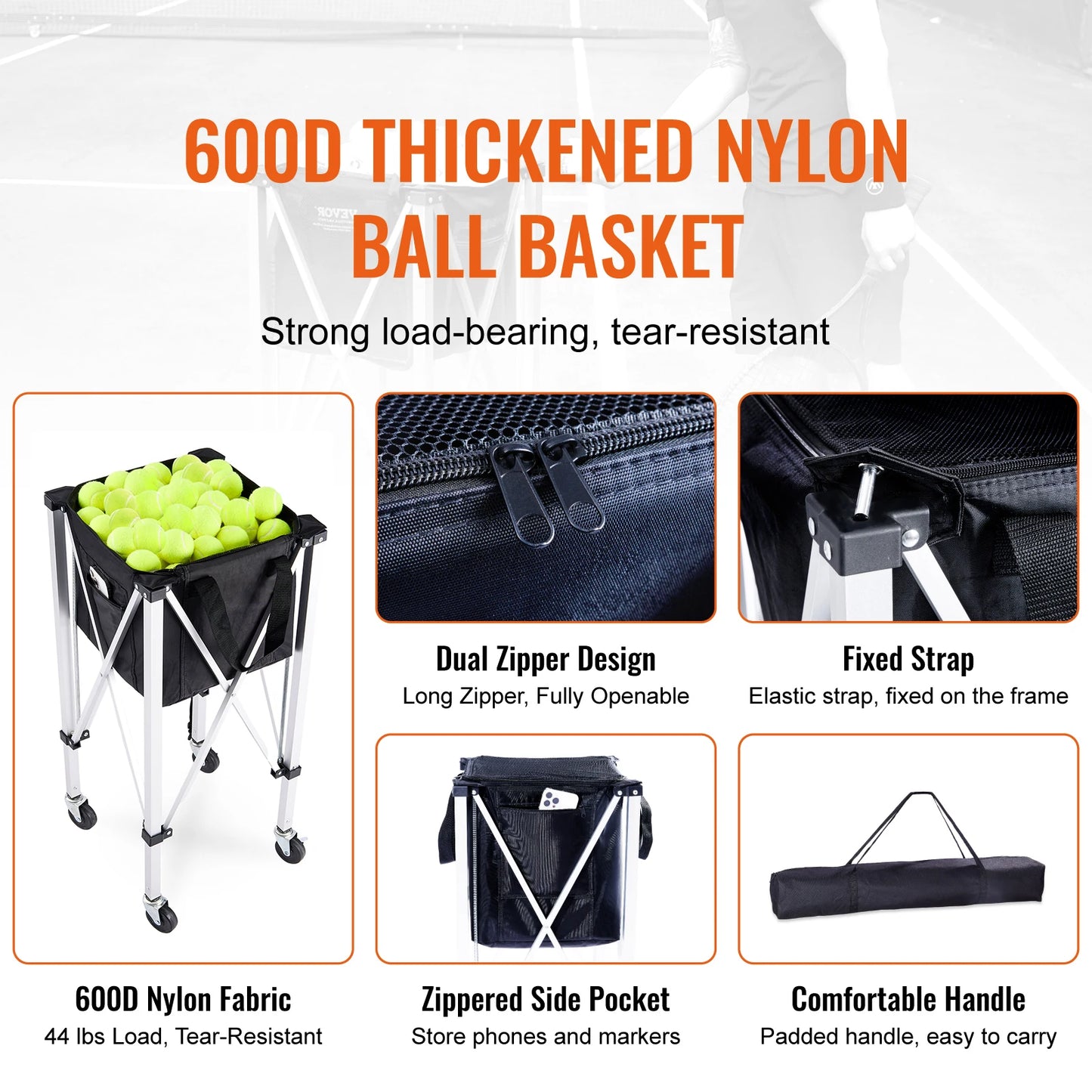 SucceBuy Foldable Tennis Ball Cart Holds 150 180 Balls