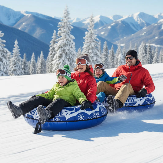 Blue Inflatable Snow Tube Sled Heavy Duty Snow Tube for Sledding with Handles Tow Rope Winter Outdoor Toy for Boys Girls Adults