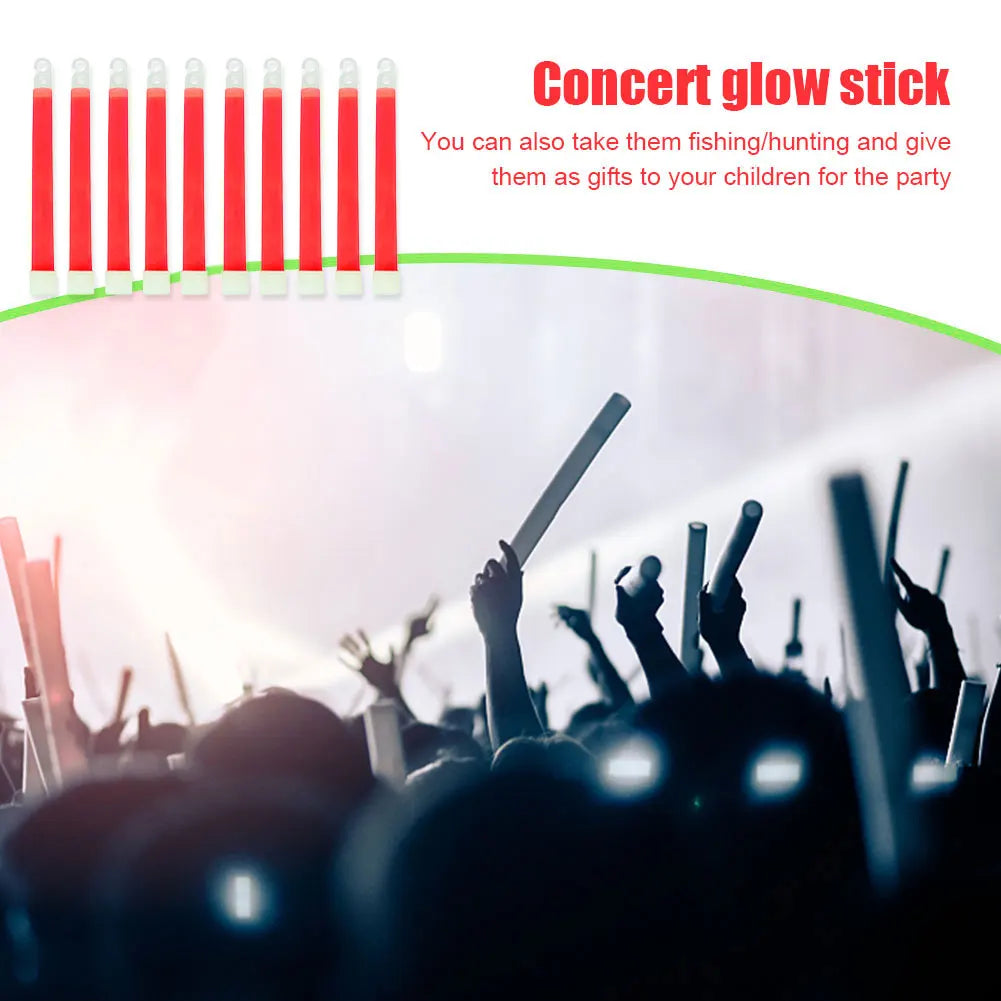 10pcs 6Inch Glow Light Sticks Outdoor Survival Tool Warning Lamp Hiking SOS Gear Tactical Equipment Concert Party Light Stick