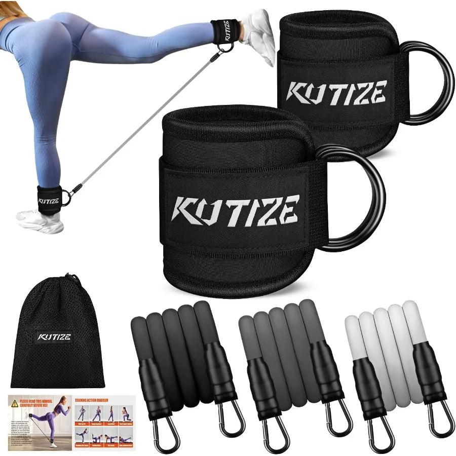 Ankle Resistance Bands with Cuffs for Women Men 3Level Adjustable Leg Glute Workout Equipment Portable Home Gym Exercise Bands