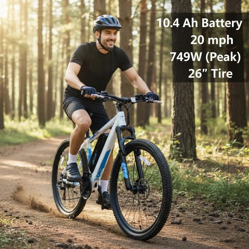 Electric Mountain Bike for Adults, 350W Motor(Peak 750W), 26'' Tire Electric Bike, 10.4Ah Battery, 32km/h Max Speed.