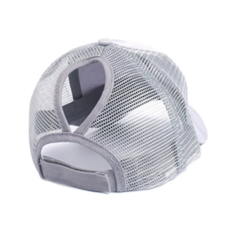 2024 New Summer Camouflage Mesh Trucker Hat Snapback Cap Chapeau Femme Fashion Messy Hair Bun Ponytail Baseball Caps for Women