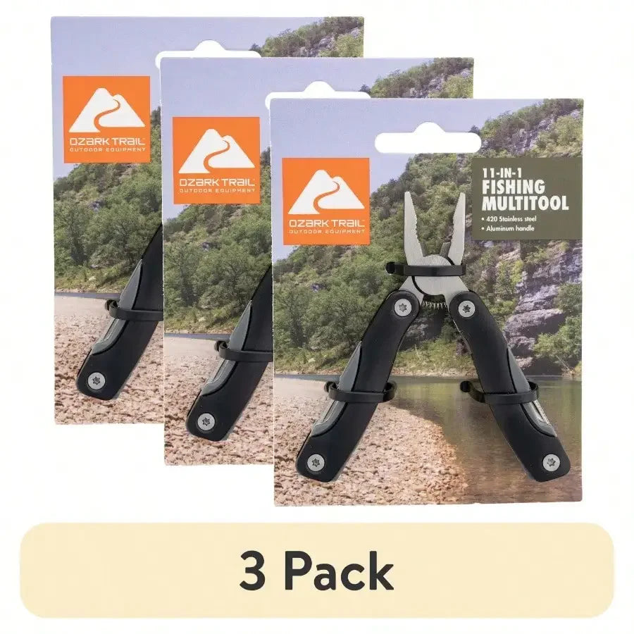 (3-Pack) 11-in-1 Aluminum Fishing Multi-Tool (420 Stainless Steel)