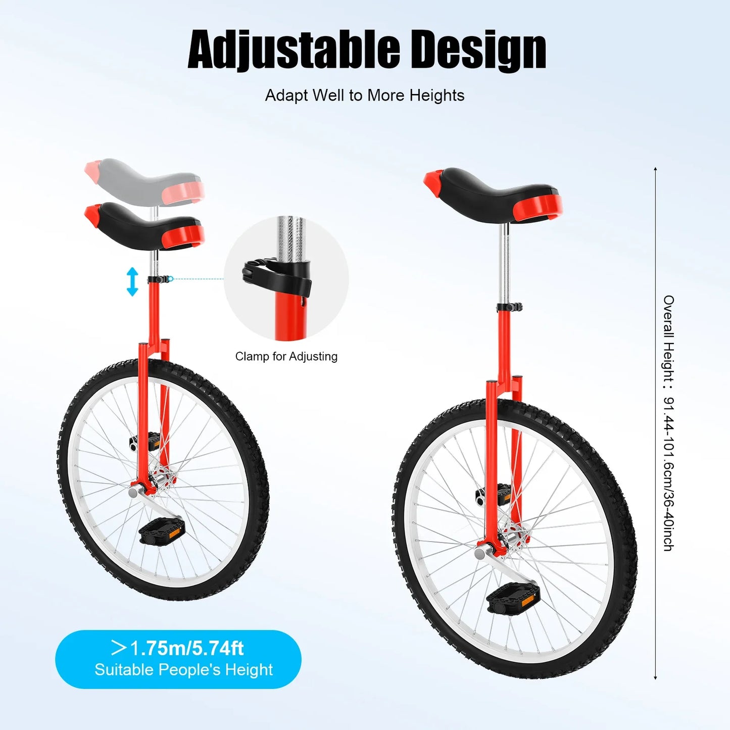 One Wheel Bike Adjustable Seat Exercise Bicycle for 7-60 Years Old, Outdoor Sports Fitness Exercise Unicycle carbon road bike