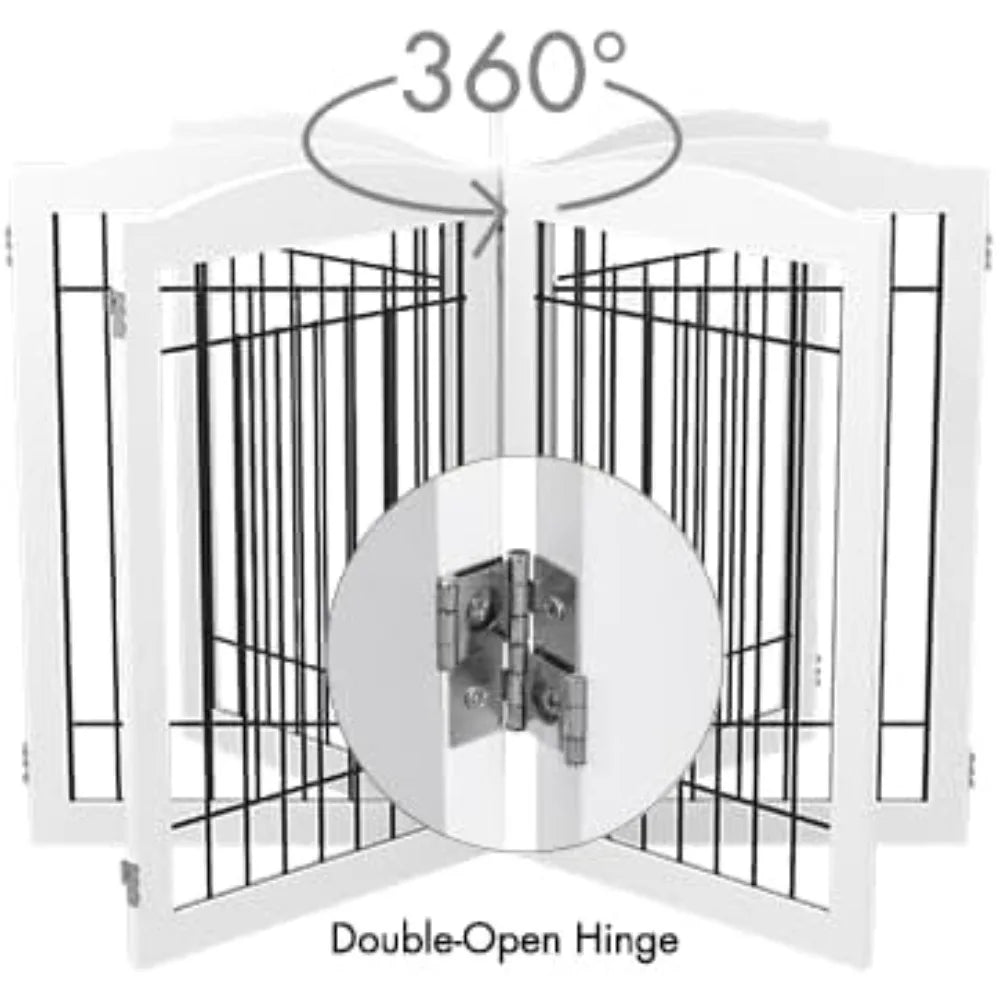 Free Standing Foldable Wire Pet Gate for Dogs, 80 inches Extra Wide, 30 inches Tall 4 Panels Dog Gate for the House