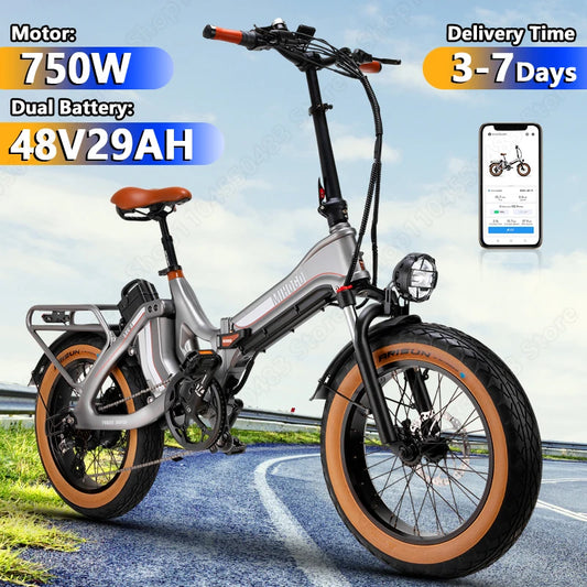 E-Bicycle 750W 48V29AH Dual Battery Adjustable Front Fork Suspension Lock Electric Bicycle Intelligent Ai Control Electric Bike