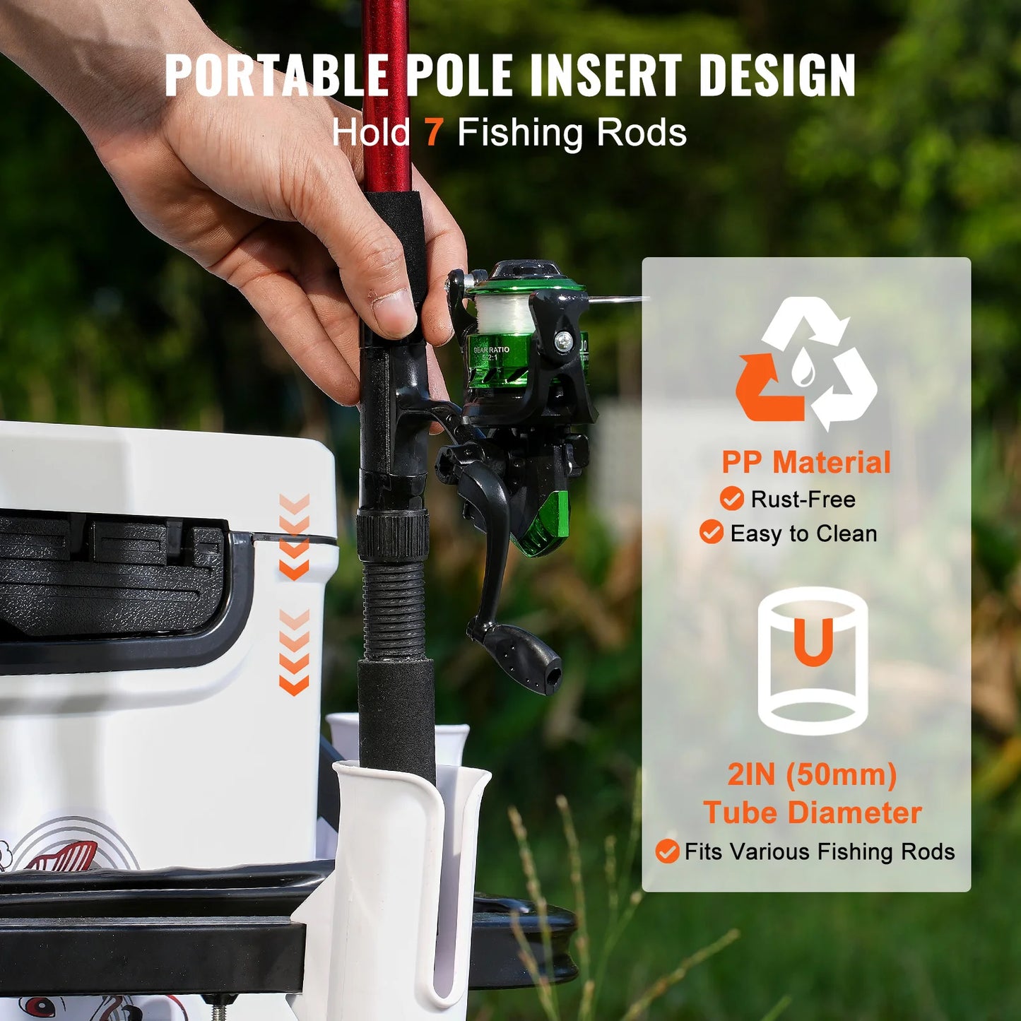 SucceBuy 200/300/350 lbs Beach Fishing Cart with Two 11"/13"/16"  Wheels 7 Rod Holders Steel Pier Wagon Trolley for Sand Picnic