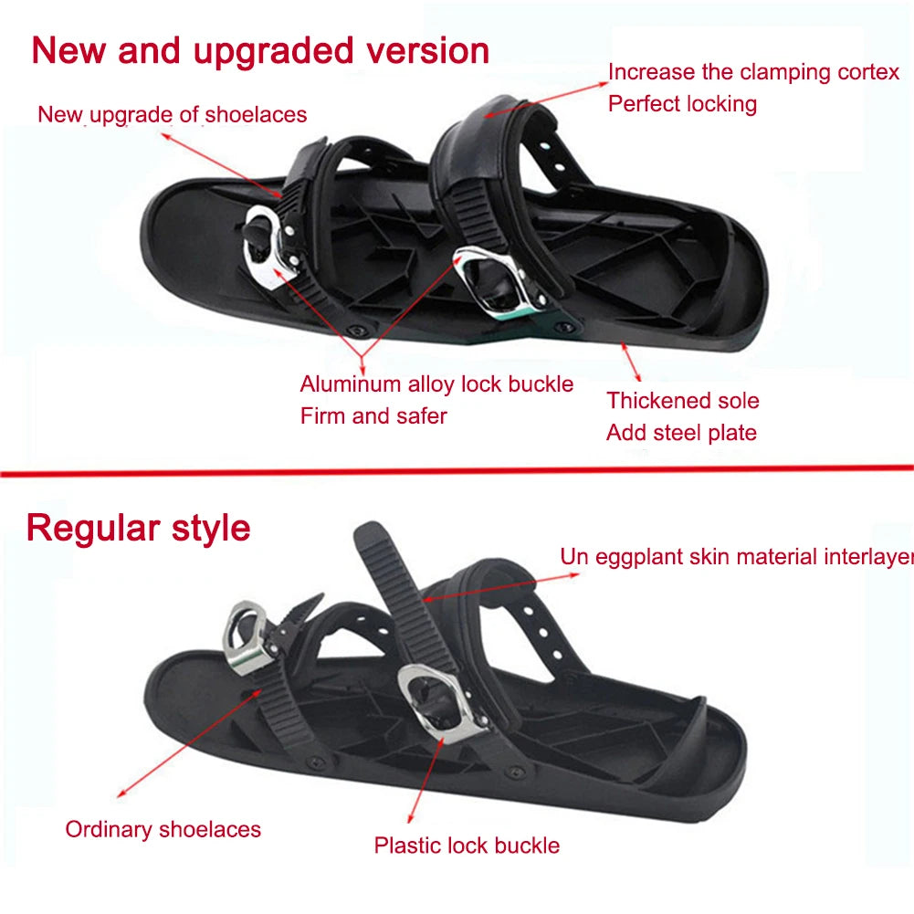Mini Short Ski Skates Short Mini Skating Ski Shoes Portable Adjustable Boot Skiboard Snowblades for Winter Outdoor Snow Sports