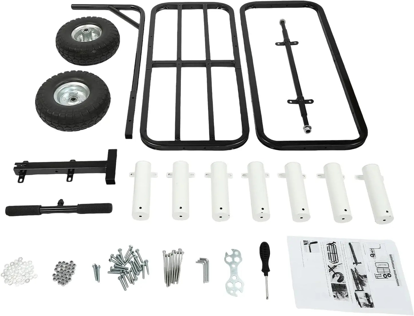 Beach Fishing Rolling Wheel Cart,Outdoor Fishing Cart with 7 Fishing Rod Holders for Fish Traveling Shopping Moving