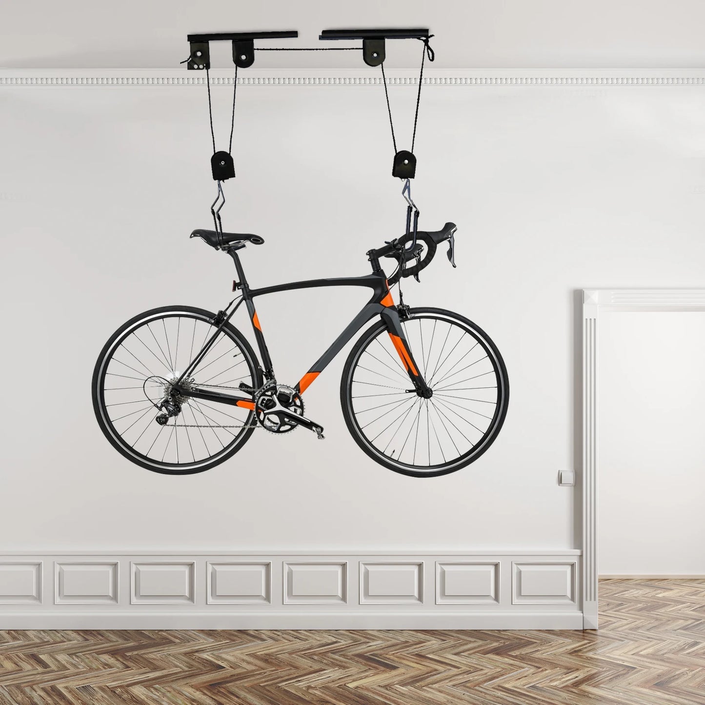 Garage Ceiling Bike Hoist Pulley System For Storage