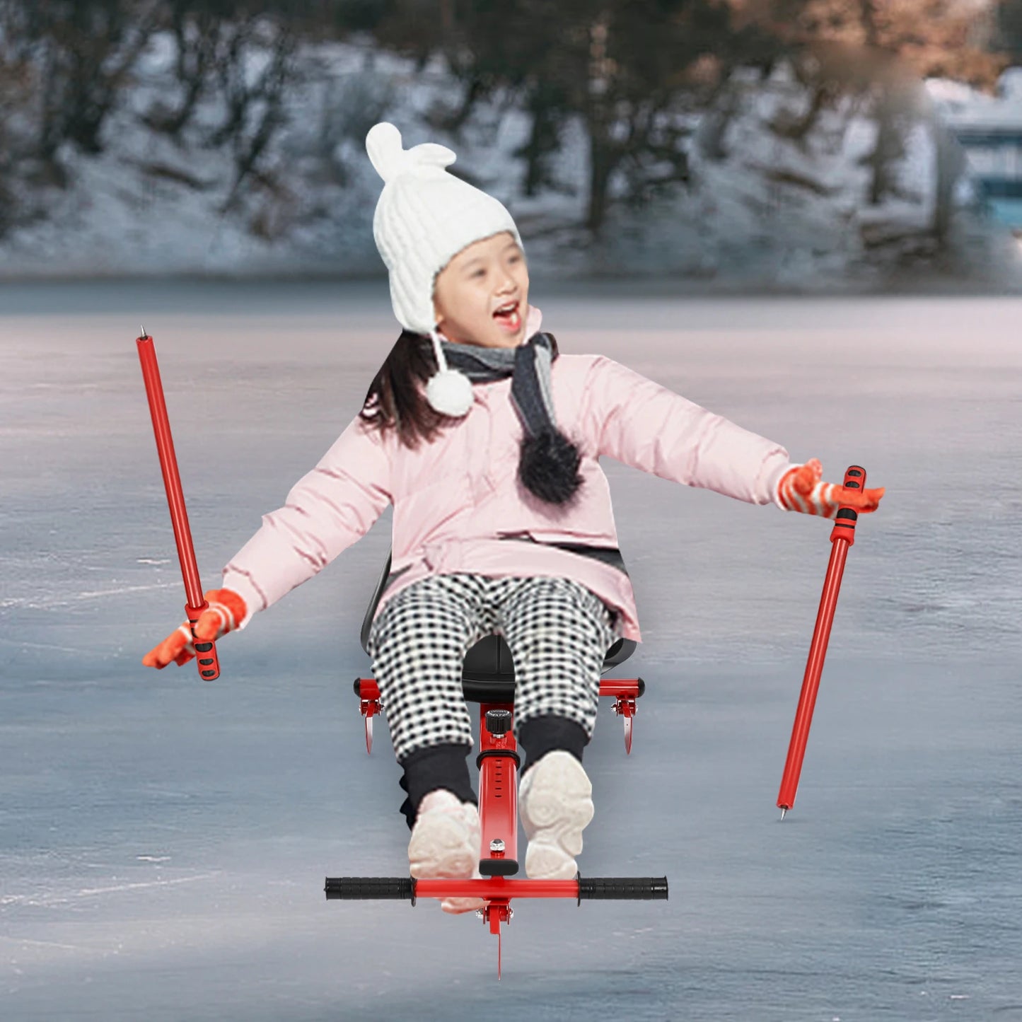 (Clearance Sale!) Ice Skating Trainer Ski Sled Slider Board Safe Floor-Standing Practice Aid for Kids & Beginners
