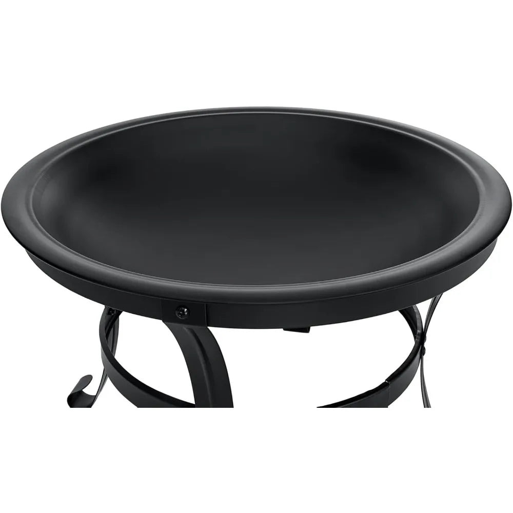 SINGLYFIRE 22 inch Fire Pit for Outside Outdoor Wood Burning Small Bonfire Pit Steel Firepit Bowl for Patio Camping Backyard Dec