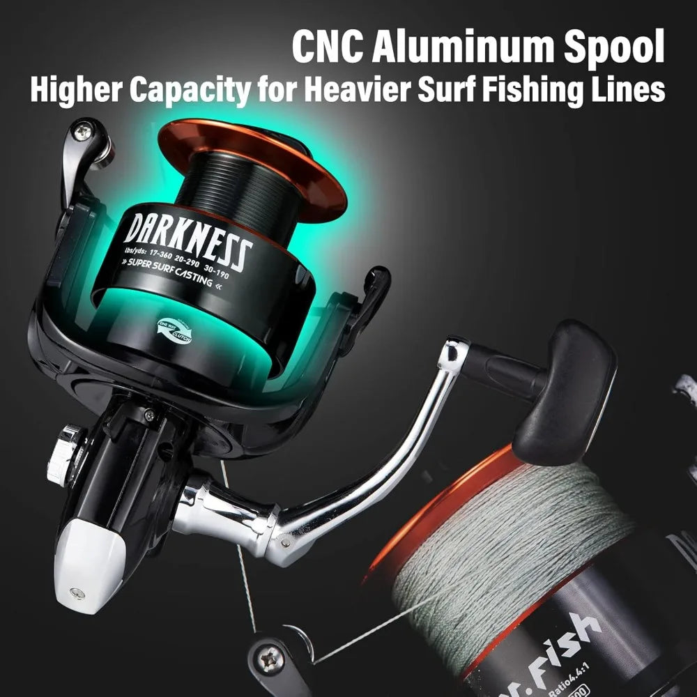 Surf rod and reel combination, saltwater fishing combination, Spinning reel 9+1 BB, offshore gear kit rod equipment set