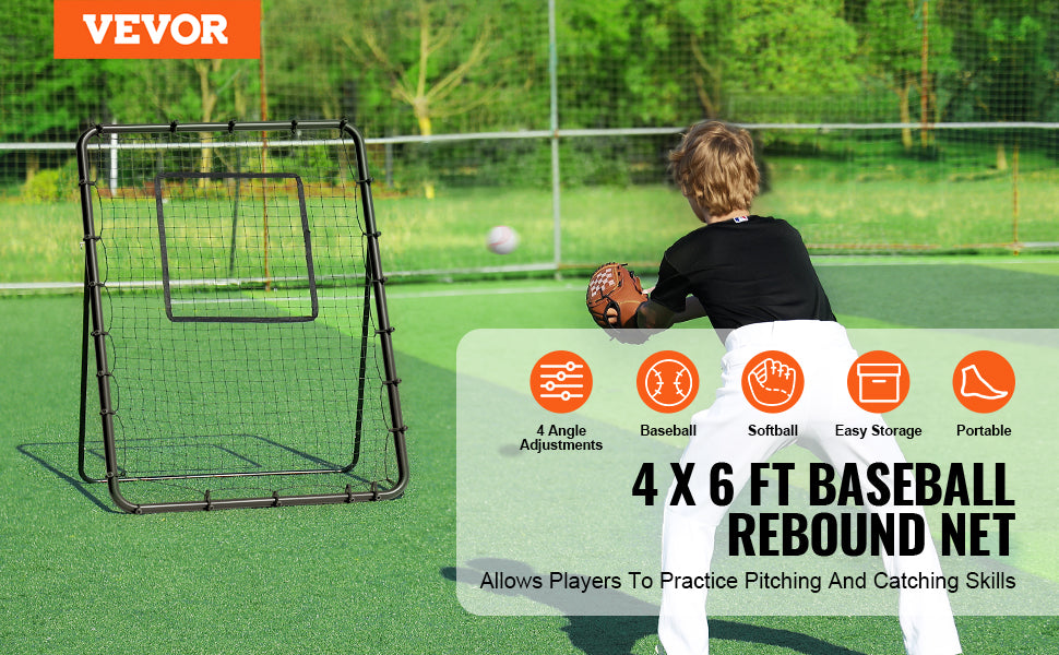 VEVOR Baseball And Softball Rebounder Net PitchBack Baseball Nest for Pitching and Fielding Training Pitch Return Trainer Net