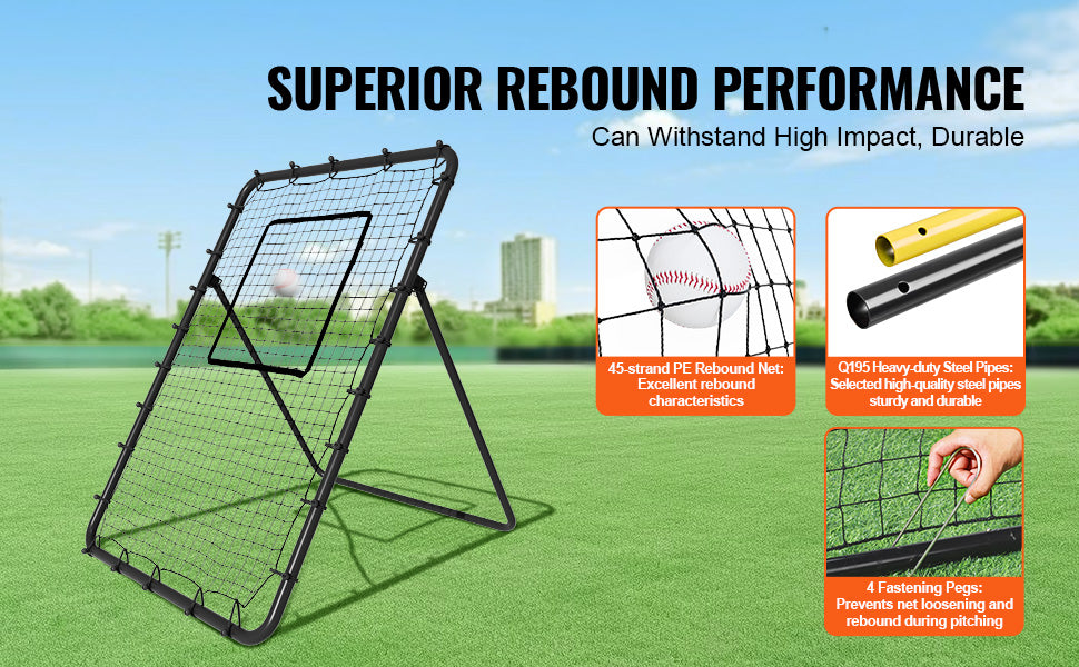 VEVOR Baseball And Softball Rebounder Net PitchBack Baseball Nest for Pitching and Fielding Training Pitch Return Trainer Net